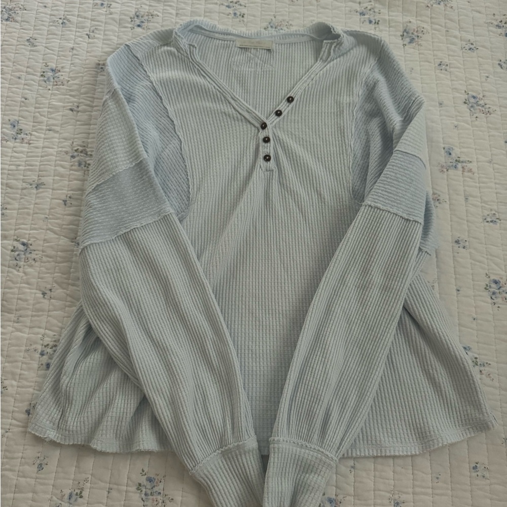 We the Free light blue waffle knit top